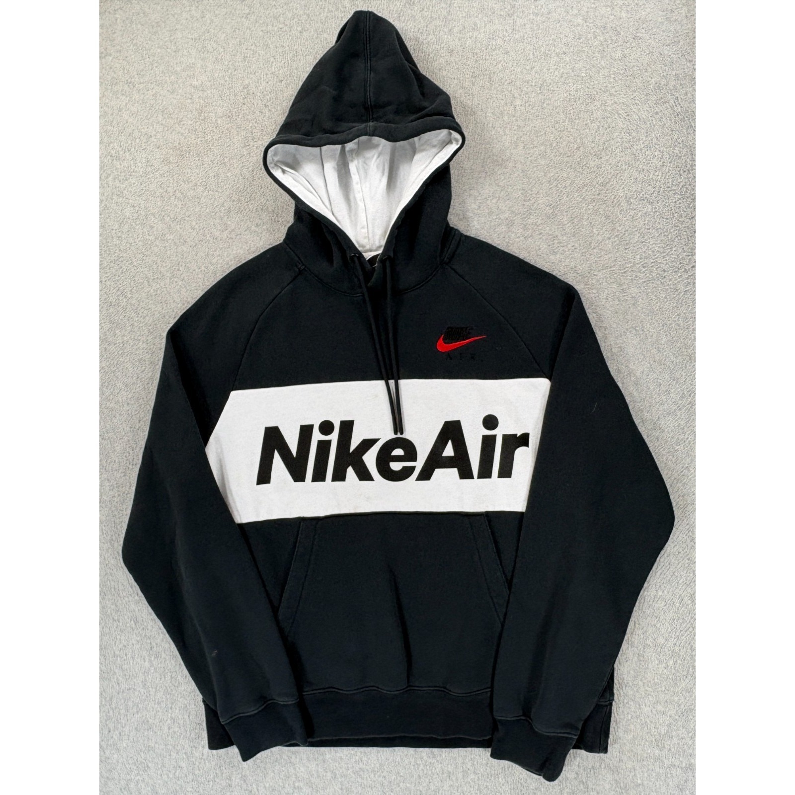 Nike Air Retro 1980's Stripe Hoodie Sweatshirt (Men's Medium) Black/White